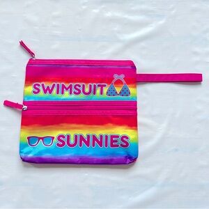 3C4G Pink Rainbow 2 in 1 Wet Dry Stuff Bag swimsuit sunnies rare color pattern